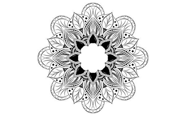Patrón Círculo Pétalo Flor Mandala Con Blanco Negro Patrones Relajación — Vector de stock