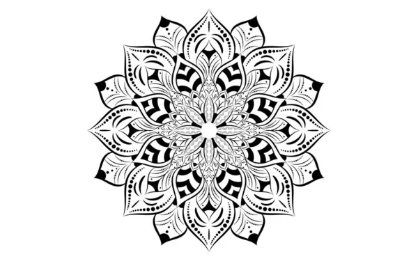 Кругова Пелюстка Візерунка Квітка Мандали Чорно Білими Візерунками Векторні Квіткові — стоковий вектор