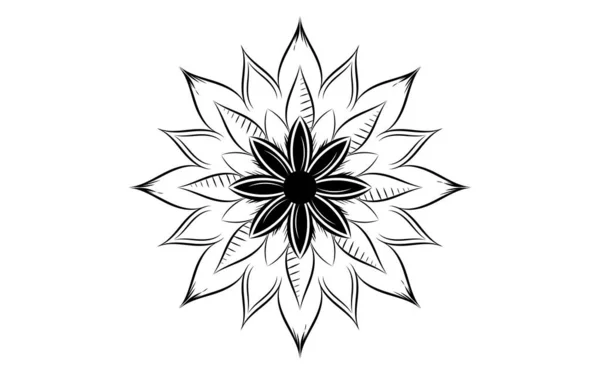 Modèle Cercle Fleur Pétale Mandala Avec Noir Blanc Motifs Relaxation — Image vectorielle