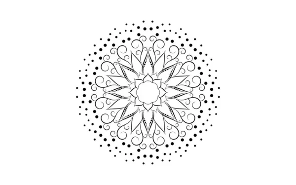 Padrão Círculo Pétala Flor Mandala Com Preto Branco Vector Floral — Vetor de Stock