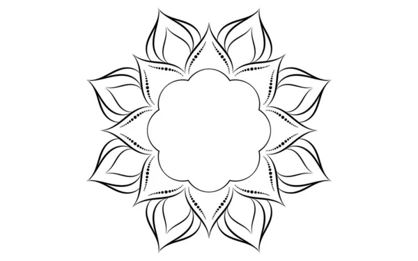 Kör Minta Szirom Virág Mandala Fekete Fehér Vektor Virág Mandala — Stock Vector