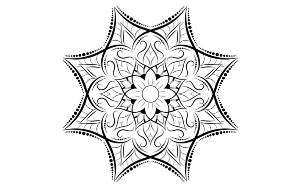 Kreis Muster Blütenblatt Blume Des Mandalas Mit Schwarz Und Weiß — Stockvektor