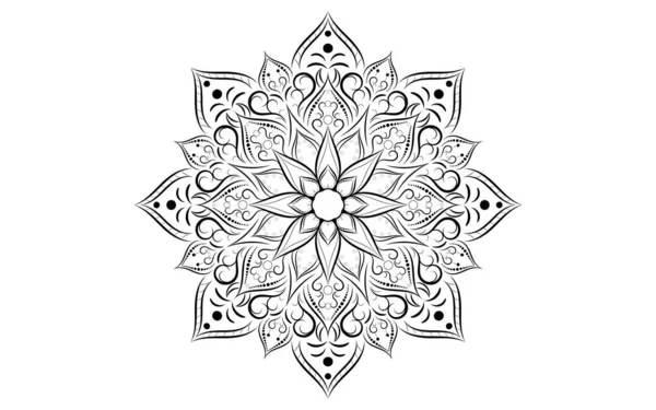 Padrão Círculo Pétala Flor Mandala Com Preto Branco Vector Floral — Vetor de Stock
