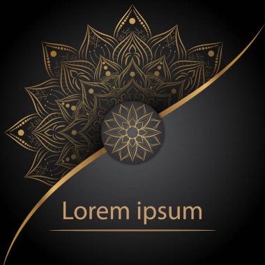 Mandala 'nın klasik desenli çember desenli taç yaprağı, Vector çiçekli mandala desenli eski sarı arka planlı, el çizimi desenli eşsiz tasarım.