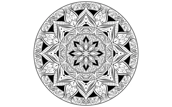 Kör Minta Szirom Virág Mandala Fekete Fehér Vektor Virág Mandala — Stock Vector