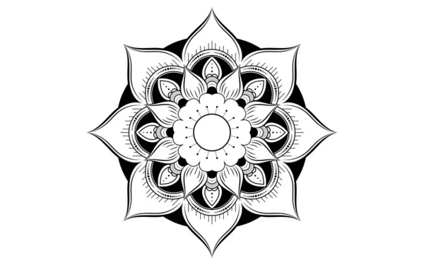 Modèle Cercle Fleur Pétale Mandala Avec Noir Blanc Motifs Relaxation — Image vectorielle