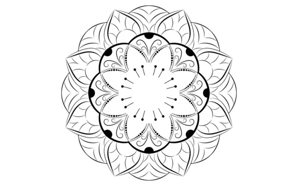 Kreis Muster Blütenblatt Blume Des Mandalas Mit Schwarz Und Weiß — Stockvektor