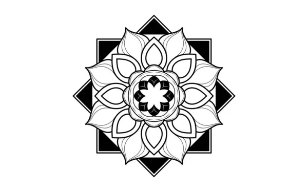 Modèle Cercle Fleur Pétale Mandala Avec Noir Blanc Motifs Relaxation — Image vectorielle