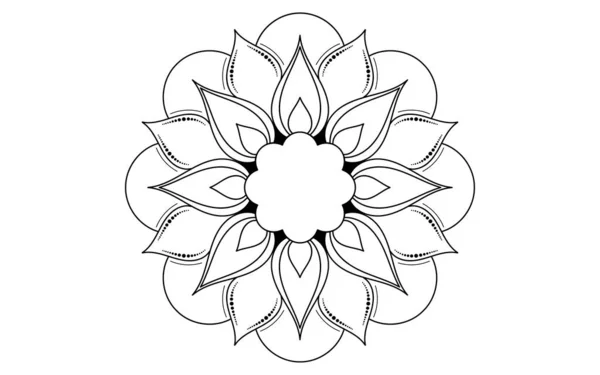 Лепесток Круга Цветок Мандалы Черно Белым Векторные Цветочные Мандала Релаксации — стоковый вектор