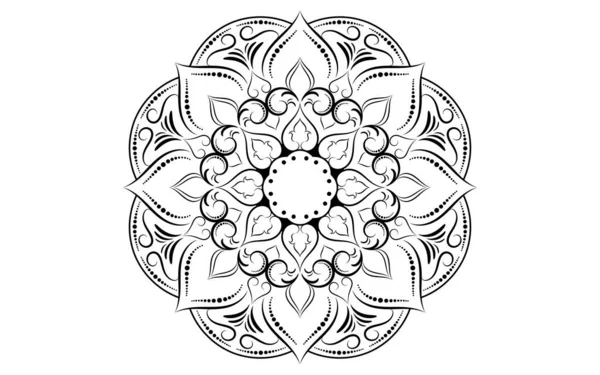 Siyah Beyaz Mandalalı Çember Desenli Taç Yaprağı Vektör Mandala Gevşeme — Stok Vektör