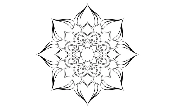 Modèle Cercle Fleur Pétale Mandala Avec Noir Blanc Motifs Relaxation — Image vectorielle