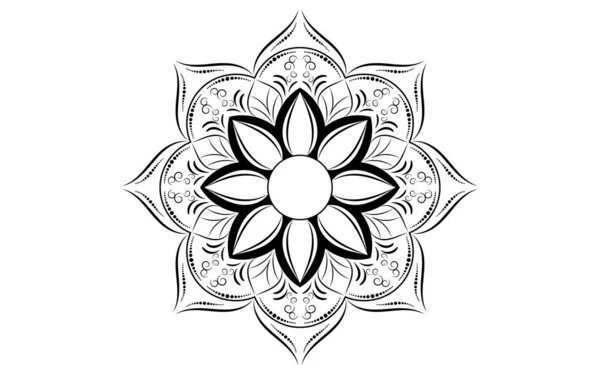 Patrón Círculo Pétalo Flor Mandala Con Blanco Negro Patrones Relajación — Archivo Imágenes Vectoriales