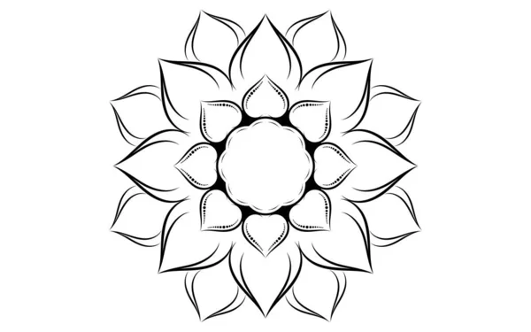 黒と白の曼荼羅の円型の花弁の花 白の背景とユニークなデザインベクトル曼荼羅の花のリラクゼーションパターン 手描きのパターン コンセプト瞑想とリラックス — ストックベクタ