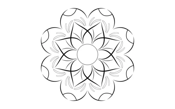 Patrón Círculo Pétalo Flor Mandala Con Blanco Negro Patrones Relajación — Vector de stock