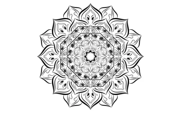 Кругова Пелюстка Візерунка Квітка Мандали Чорно Білими Візерунками Векторні Квіткові — стоковий вектор