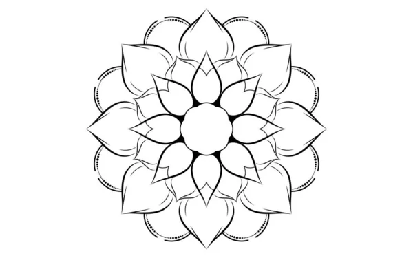 Modèle Cercle Fleur Pétale Mandala Avec Noir Blanc Motifs Relaxation — Image vectorielle