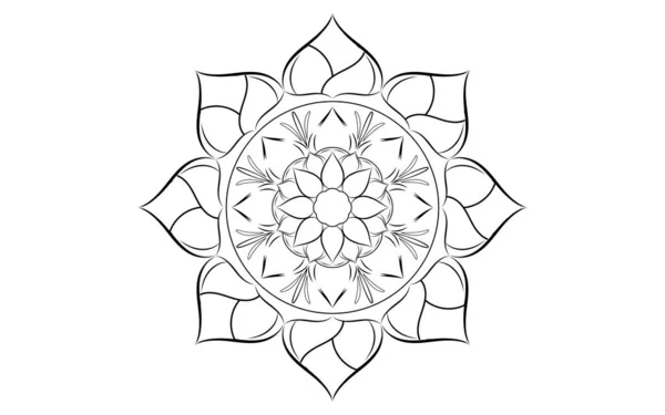 Modèle Cercle Fleur Pétale Mandala Avec Noir Blanc Motifs Relaxation — Image vectorielle