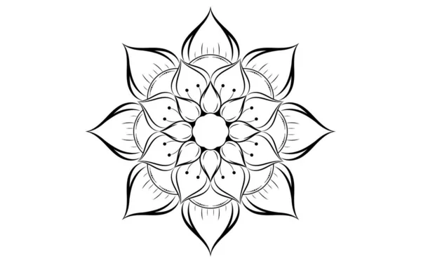 Circle Pattern Petal Flower Mandala Black White Vector Floral Mandala — Stock Vector