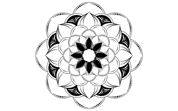 Modèle Cercle Fleur Pétale Mandala Avec Noir Blanc Motifs Relaxation — Image vectorielle