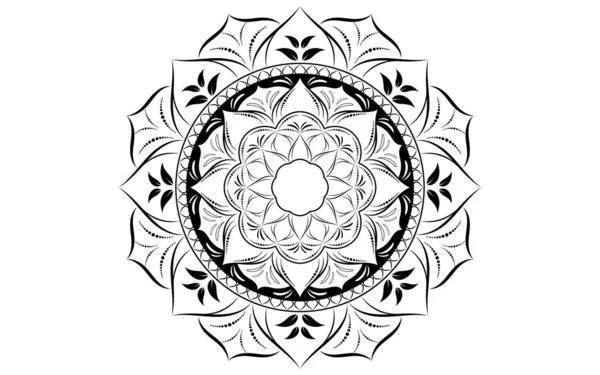 Κυκλικό Μοτίβο Πέταλο Λουλούδι Της Μαντάλα Μαύρο Και Άσπρο Διάνυσμα — Διανυσματικό Αρχείο