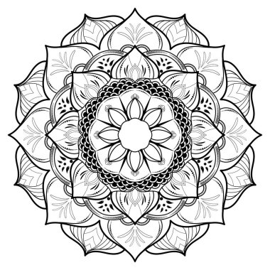 Mandala 'nın çiçek desenli dairesi, Vektör mandala gevşeme desenleri doğa tarzıyla benzersiz tasarım, el çizimi desen, sayfa dekorasyon kartları için mandala şablonu, kitap, logolar.