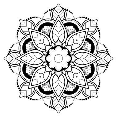 Çiçek desenli mandala çiçekleri, Vector mandala desenli el yapımı dekoratif elementler. Boyama kitabı sayfası için tasarım. beyaz arkaplanda izole