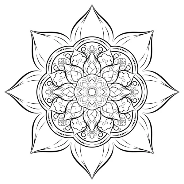 Fleur Circulaire Mandala Avec Style Floral Vintage Motif Vectoriel Mandala — Image vectorielle