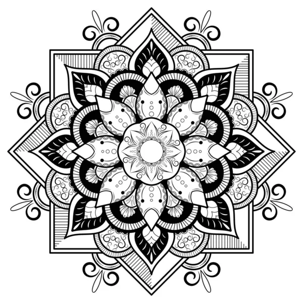 Fleur Circulaire Mandala Avec Style Floral Vintage Motif Vectoriel Mandala — Image vectorielle