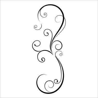 Klasik çiçek süsü, el çizimi dekoratif unsur, beyaz arkaplanda izole edilmiş çiçek elementinin vektör çizimi, sayfa dekorasyon kartları için tasarım, düğün, pankart, çerçeve