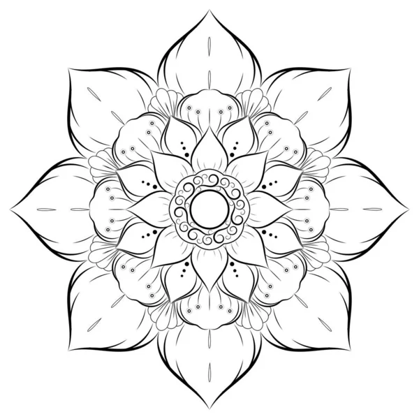 Fleur Circulaire Mandala Avec Style Floral Vintage Motif Vectoriel Mandala — Image vectorielle