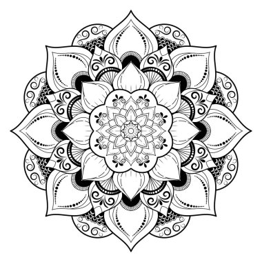 Çiçek desenli mandala çiçekleri, Vector mandala desenli el yapımı dekoratif elementler. Çiçekli eşsiz bir tasarım. Sayfa logosu için rahatlama ve meditasyon kullanımını kavra