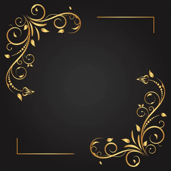 빈티지 테두리 손으로 황금색 페이지 카드를 디자인 결혼식 — 스톡 벡터
