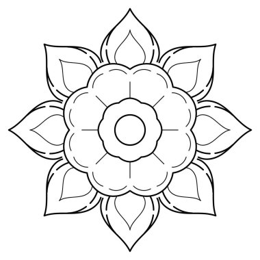Çiçek desenli mandala çiçekleri, Vector mandala desenli el yapımı dekoratif elementler. Çiçekli eşsiz bir tasarım. Sayfa logosu için rahatlama ve meditasyon kullanımını kavra