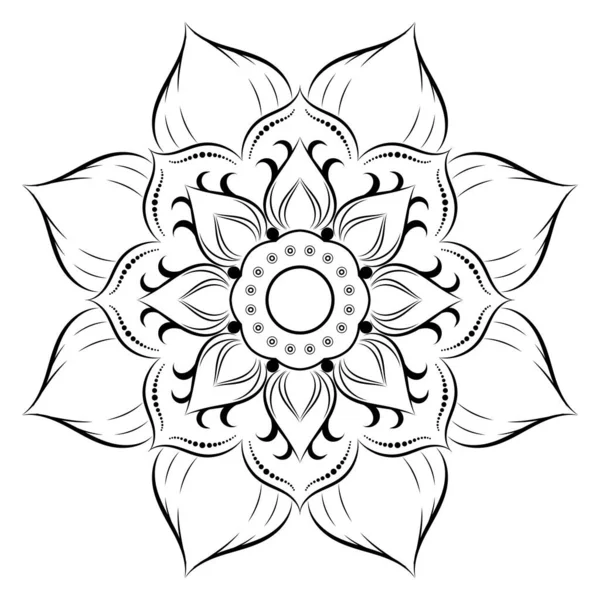 Fleur Circulaire Mandala Avec Style Floral Vintage Motif Vectoriel Mandala — Image vectorielle