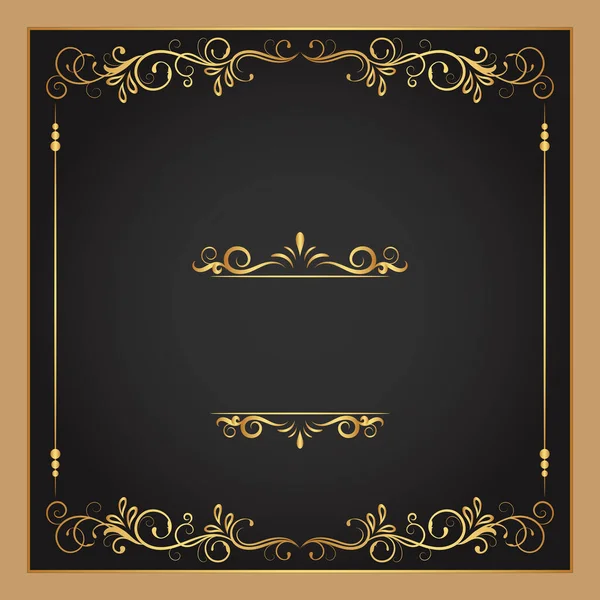빈티지 테두리 손으로 황금색 페이지 카드를 디자인 결혼식 — 스톡 벡터