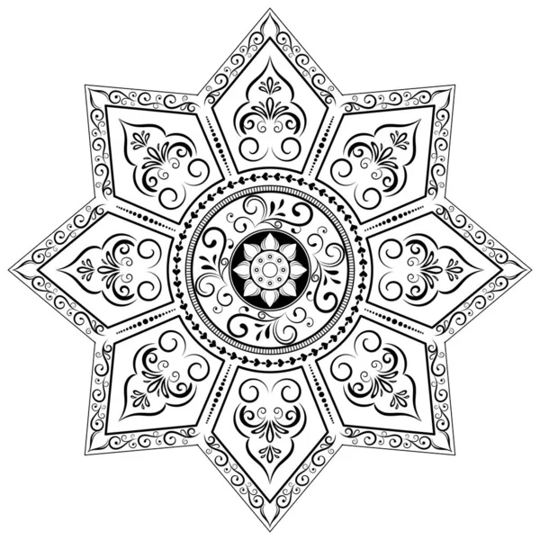 Круглый Цветок Мандалы Винтажным Цветочным Стилем Векторная Мандала Восточный Узор — стоковый вектор