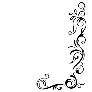 Klasik çiçek süsü, el çizimi dekoratif unsur, beyaz arkaplanda izole edilmiş çiçek elementinin vektör çizimi, sayfa dekorasyon kartları için tasarım, düğün, pankart, çerçeve