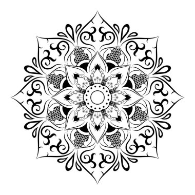 Çiçek desenli mandala çiçekleri, Vector mandala desenli el yapımı dekoratif elementler. Çiçekli eşsiz bir tasarım. Sayfa logosu için rahatlama ve meditasyon kullanımını kavra