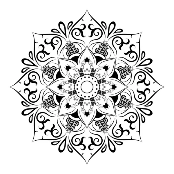 Fleur Circulaire Mandala Avec Style Floral Vintage Motif Vectoriel Mandala — Image vectorielle