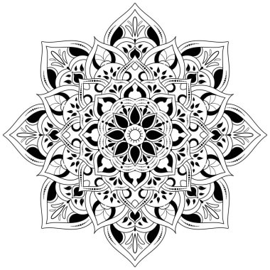 Çiçek desenli mandala çiçekleri, Vector mandala desenli el yapımı dekoratif elementler. Çiçekli eşsiz bir tasarım. Sayfa logosu için rahatlama ve meditasyon kullanımını kavra