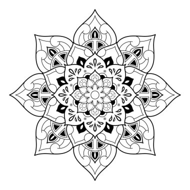 Çiçek desenli mandala çiçekleri, Vector mandala desenli el yapımı dekoratif elementler. Çiçekli eşsiz bir tasarım. Sayfa logosu için rahatlama ve meditasyon kullanımını kavra