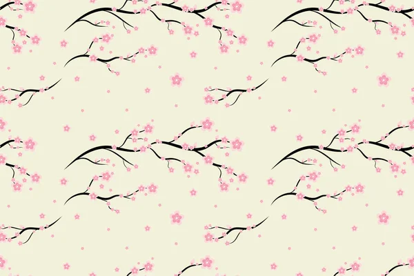 Fondo Patrón Sakura Floral Sin Costuras Flor Rama Cerezo Vectorial — Archivo Imágenes Vectoriales