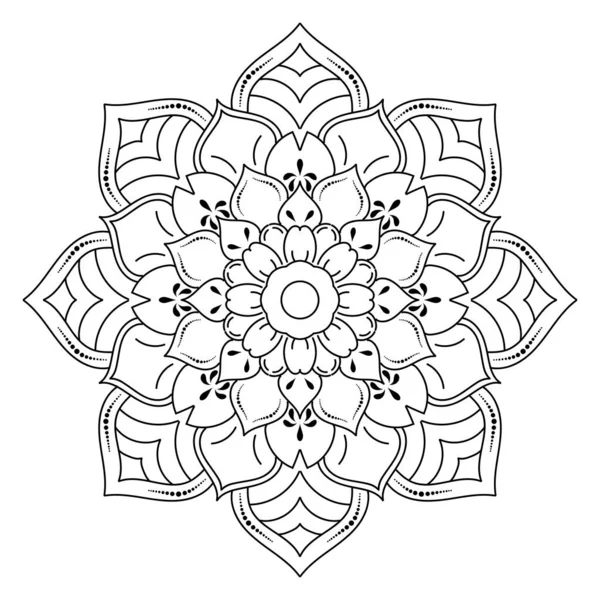 圆圆的曼陀罗花具有古色古香的花柱风格 矢量曼陀罗东方图案 手绘装饰元素 独特的花瓣花纹设计 页面标识书的概念放松和冥想使用 — 图库矢量图片