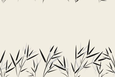 Kusursuz bambu yaprağı desenli arka plan, dallı vektör bambu ormanı, elle çizilmiş dekoratif element, kumaş, ambalaj, dekoratif baskı, tekstil için kusursuz arka plan ve duvar kağıtları.