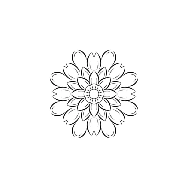 圆圆的曼陀罗花具有古色古香的花柱风格 矢量曼陀罗东方图案 手绘装饰元素 独特的花瓣花纹设计 页面标识书的概念放松和冥想使用 — 图库矢量图片