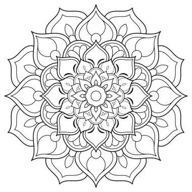 Çiçek desenli mandala çiçekleri, Vector mandala desenli el yapımı dekoratif elementler. Çiçekli eşsiz bir tasarım. Sayfa logosu için rahatlama ve meditasyon kullanımını kavra