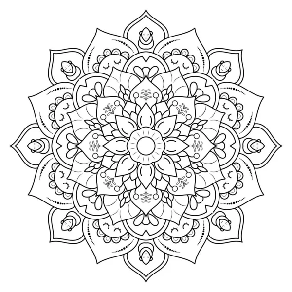 Mandala Flor Circular Con Lindo Estilo Floral Dibujos Animados Patrón — Vector de stock