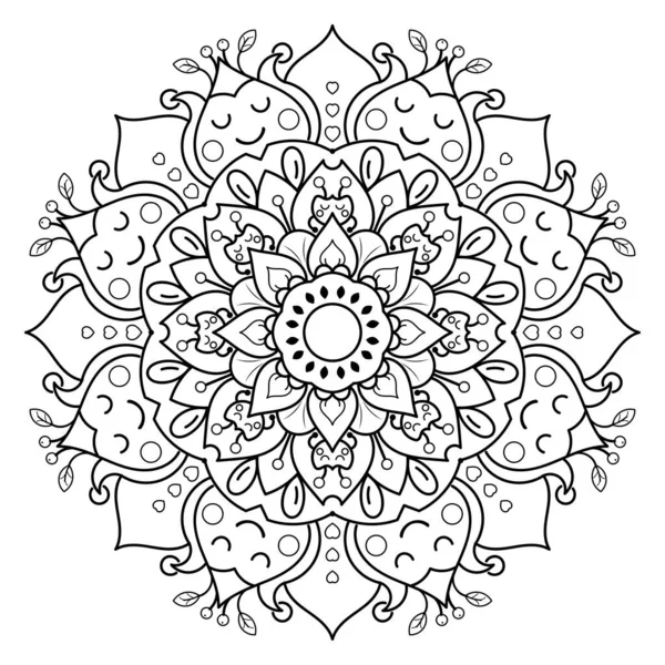 Mandala Fleur Circulaire Avec Style Floral Dessin Animé Mignon Motif — Image vectorielle