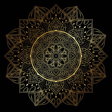 Klasik çiçek desenli dairesel çiçek mandala, Vector mandala Oriental desenli, elle çizilmiş dekoratif element. Çiçekli eşsiz bir tasarım. Sayfa logosu için rahatlama ve meditasyon kullanımını kavra