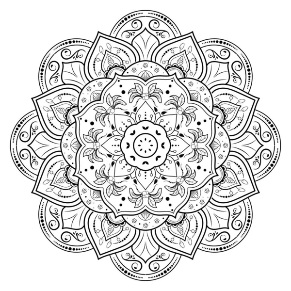 ヴィンテージの花のスタイルと円形の花曼荼羅 ベクトル曼荼羅東洋パターン 手描きの装飾的な要素 花弁の花とユニークなデザイン ページのロゴ本のための概念リラックスして瞑想の使用 — ストックベクタ